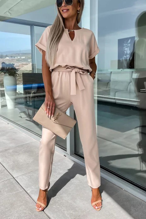 Madalena - Combinaison Noire Femme - DĂ©colletĂ© en V avec Taille Ălastique et Poches-1