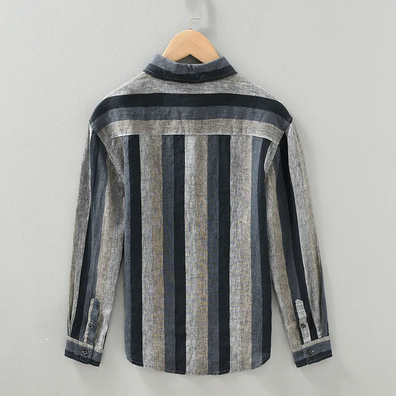 Jeroen - Chemise en lin rayĂ©e - ĂlĂ©gant - Hommes-2