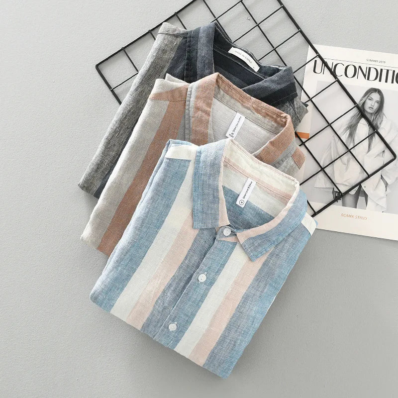 Jeroen - Chemise en Lin à Rayures - Élégant - Hommes-6