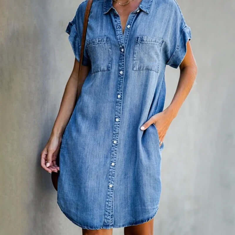 Nathalie - Robe Chemise en Denim