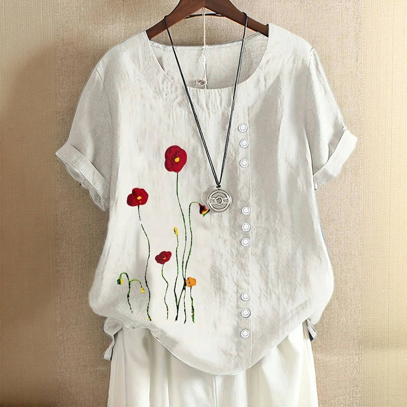 Blouse Femme En Lin Brodée - Taisa
