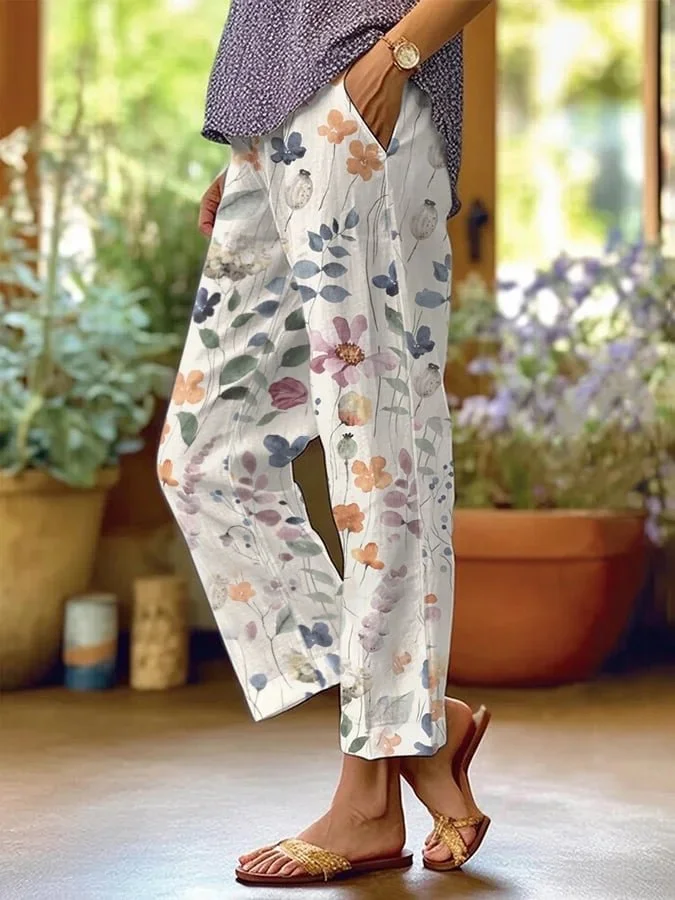 Manon – Pantalon Décontracté Ample Avec Imprimé Fleuri Ludique