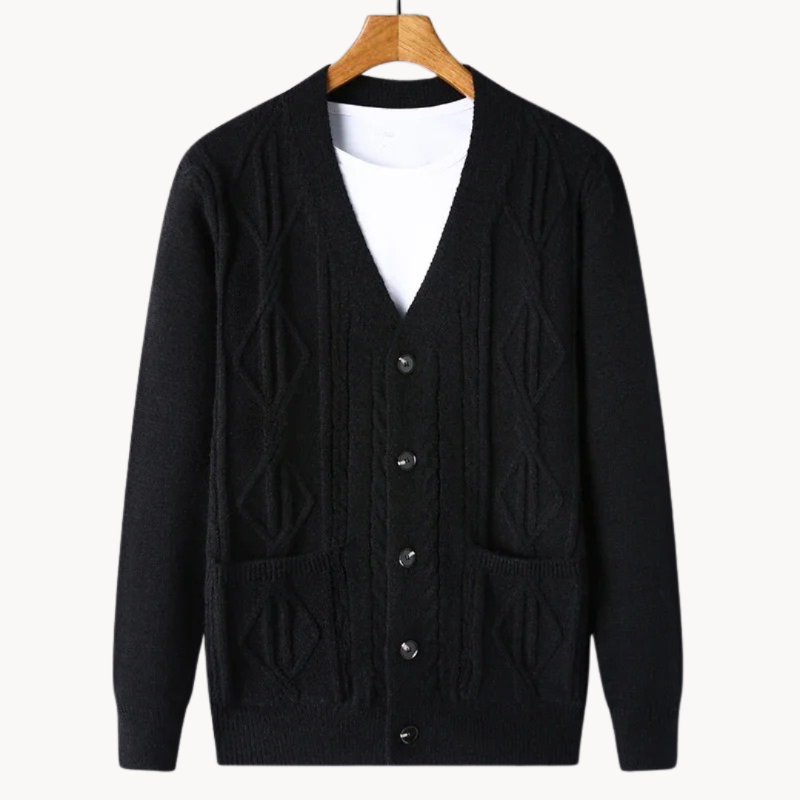 Bastien – Cardigan Raffiné Pour Hommes Avec Structure Côtelée