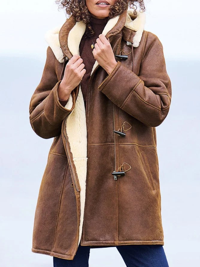 Virginie | Manteau Chic Daim Vintage