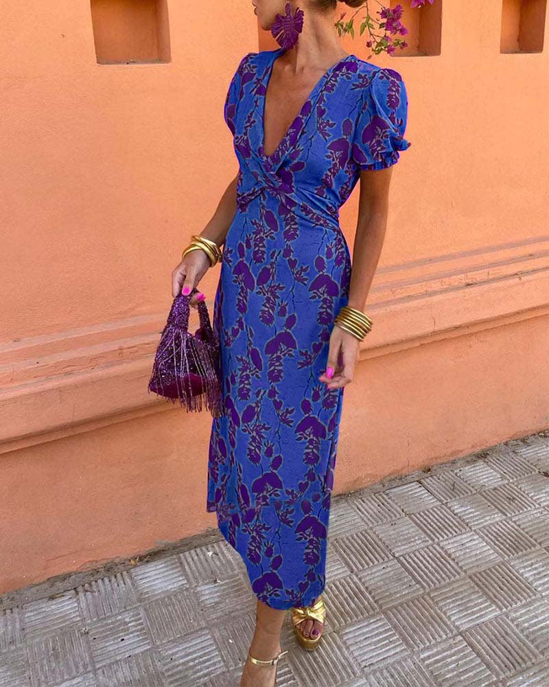 Robe Longue Femme Fleurie Cache-Cœur - Chloé