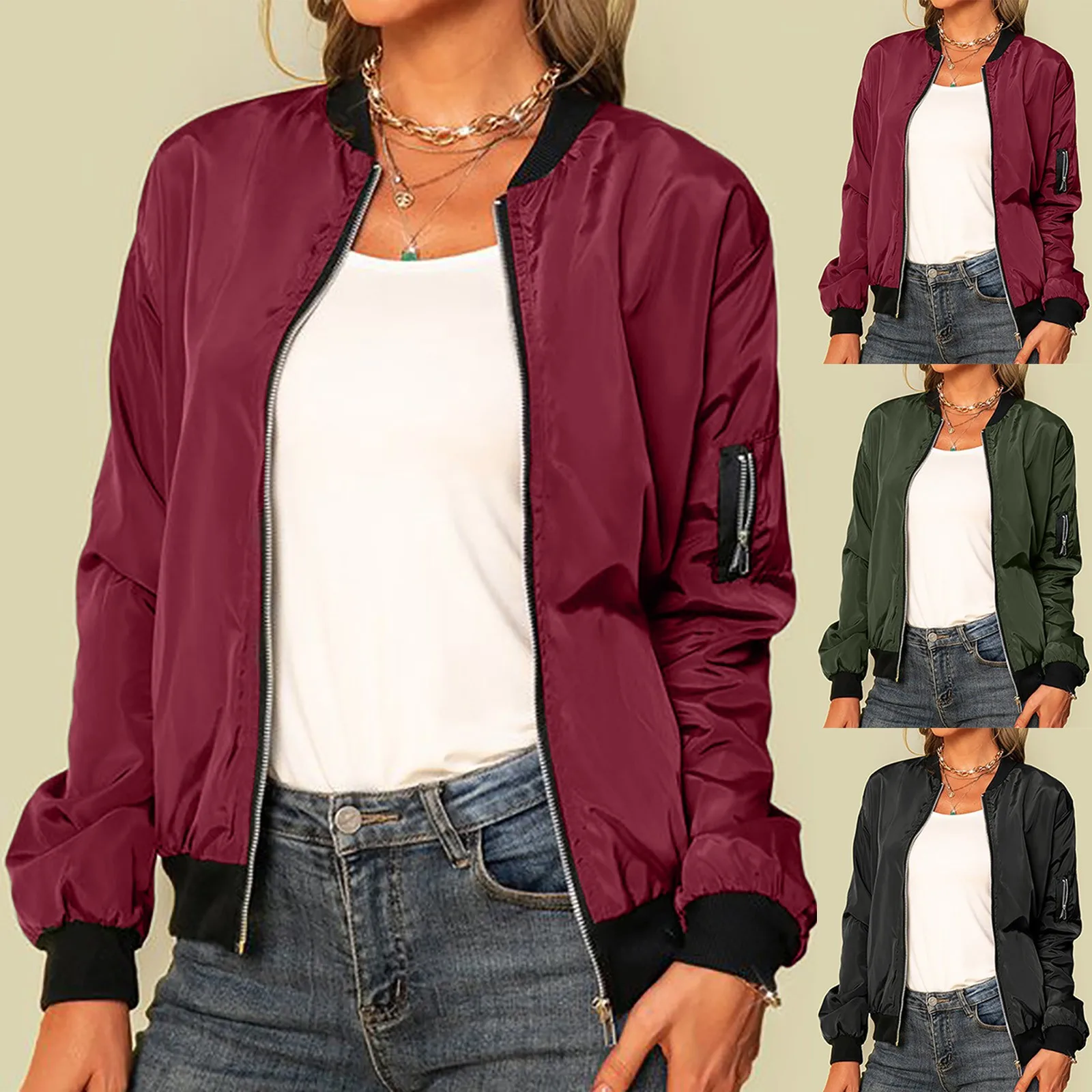 Ămilie - Blouson Bomber LĂ©ger Avec Fermeture Ăclair
