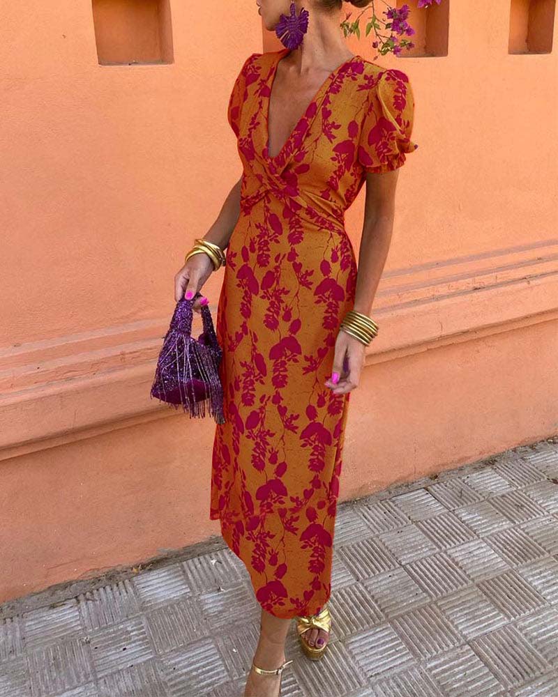 Robe Longue Femme Fleurie Cache-Cœur - Chloé