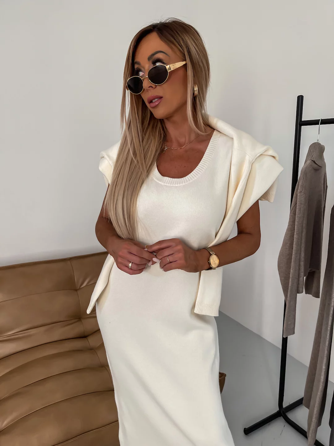 Odile - Ensemble Robe Midi Avec Col Roulé