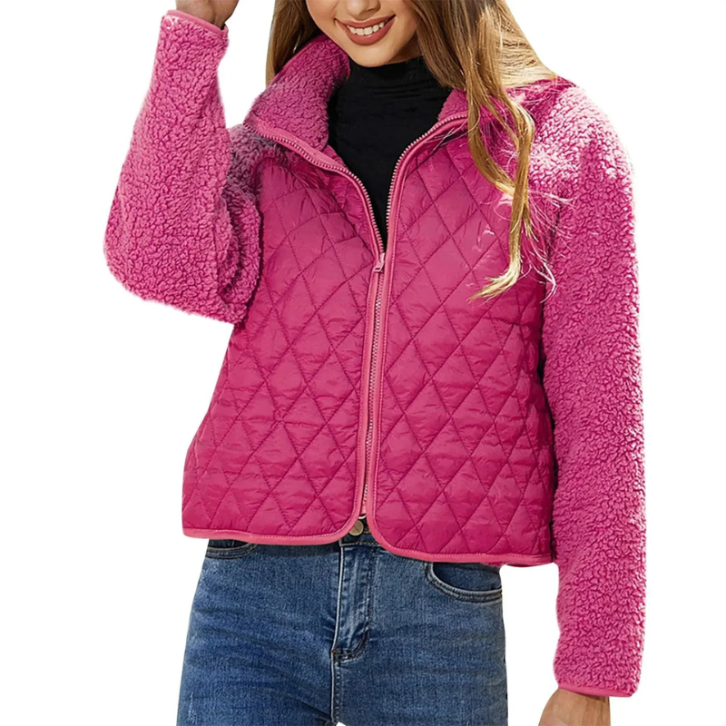 Marguerite - Doudoune Chic Matelassée Manches Sherpa