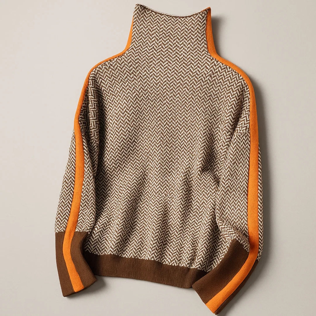 Chloé | Pull Chic Col Montant Bicolore