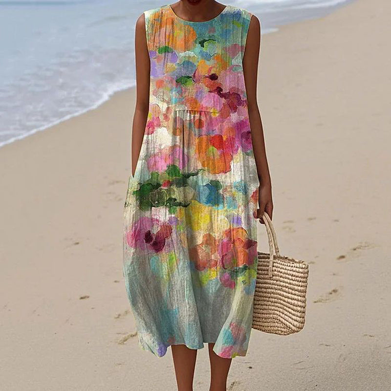 Véronique - Robe d'Été Femme Fleurie Aquarelle