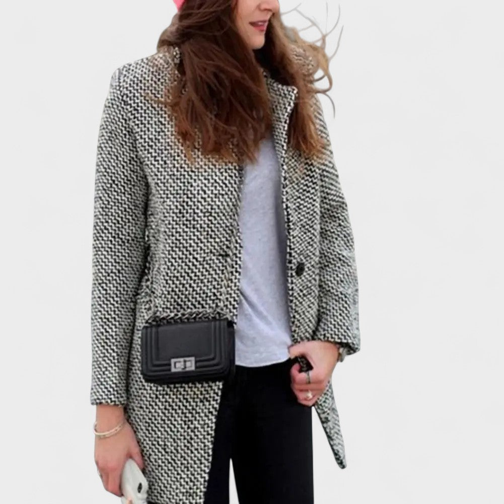 Laurence | Manteau Chic Pied-de-Poule Croisé