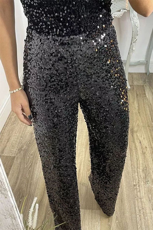 Juliette – Pantalon De Fête Évasé Avec Sequins Scintillants