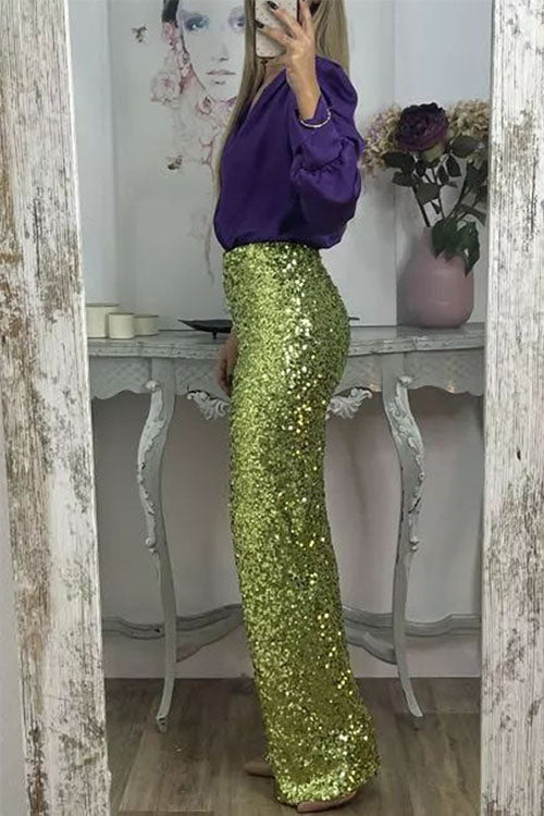 Juliette – Pantalon De Fête Évasé Avec Sequins Scintillants