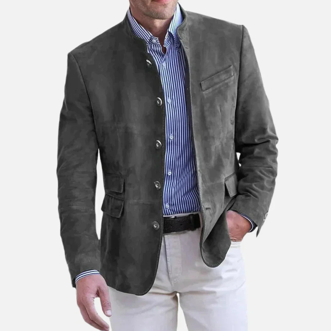 Vincent | Blazer Raffiné Daim Col Officier