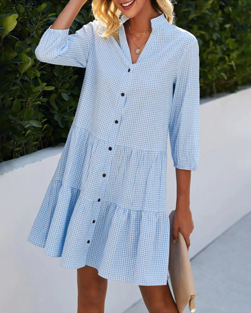 Robe midi femme à carreaux tendance - Léa