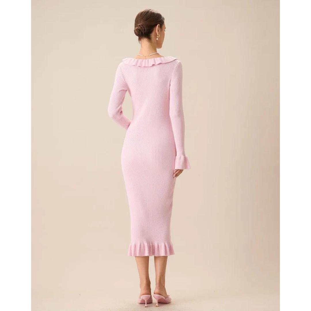 Mara - Robe midi noire à volants - Flatteuse et élégante - Ladies-2