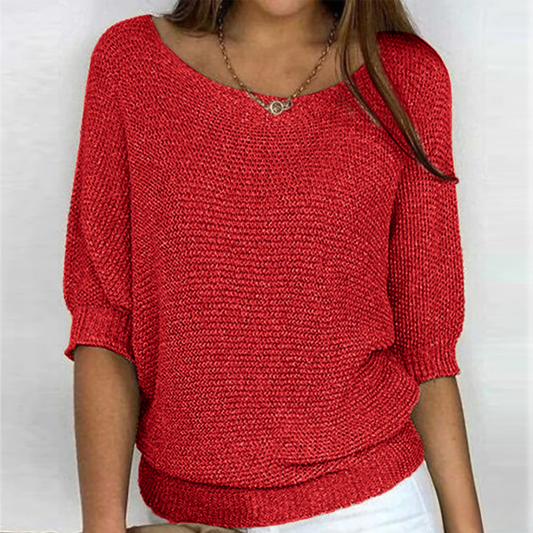 Émilie | Pull Élégant Maille Fine Col Bateau