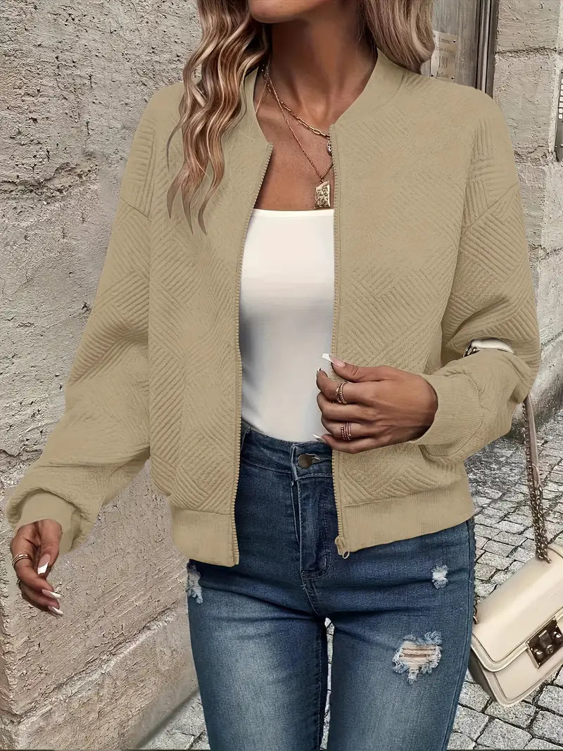 Priya - Veste Élégante Texturée Zippée