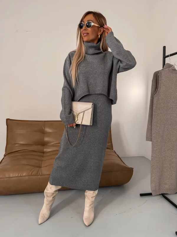 Odile - Ensemble Robe Midi Avec Col Roulé