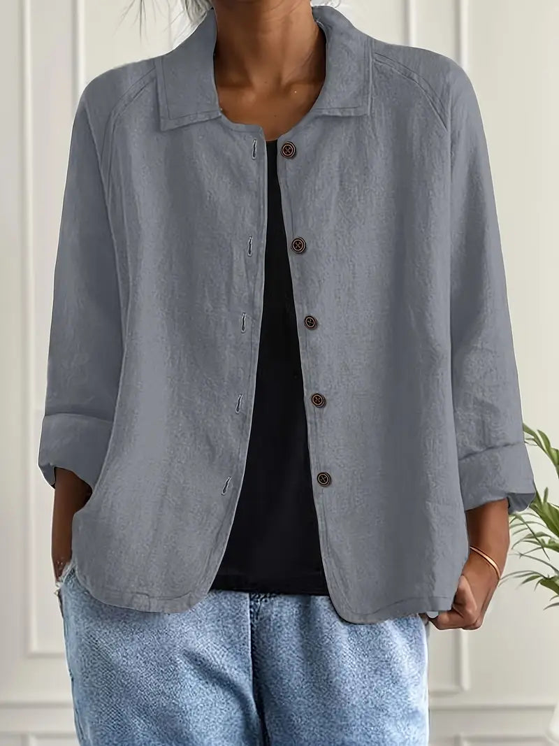Sylvie | Cardigan Élégant Col Chemise Boutonné