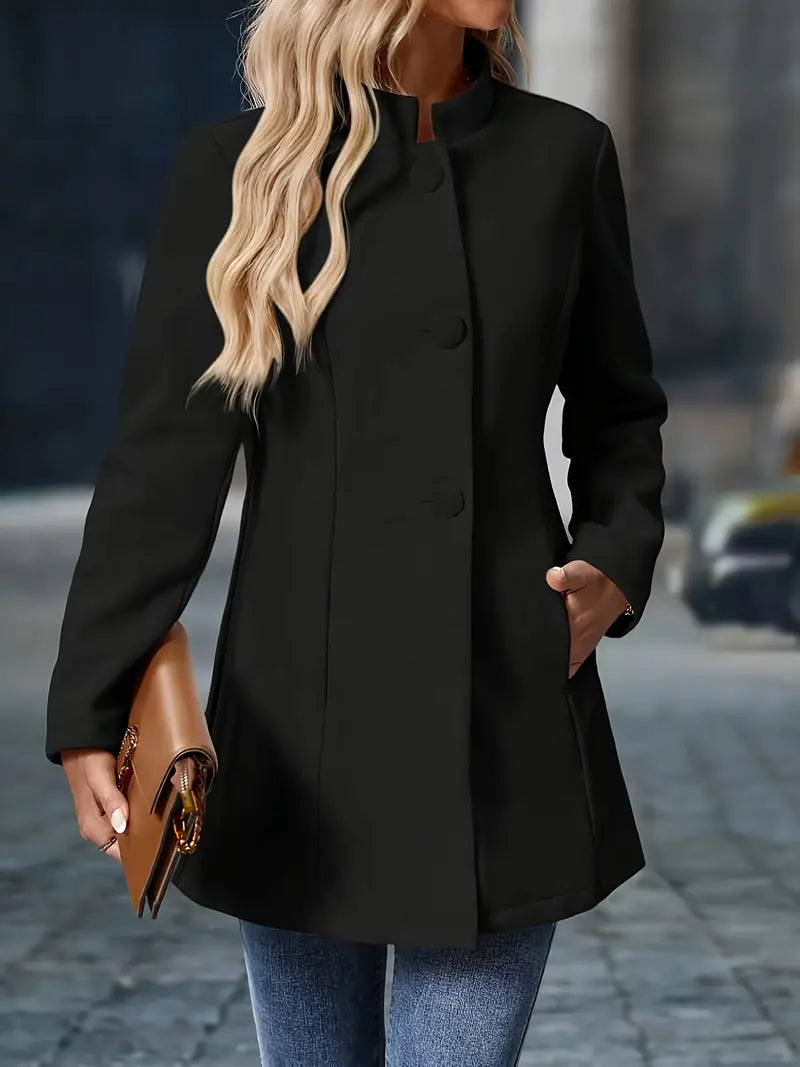 Manon - Veste Élégante Col Montant Boutonnée