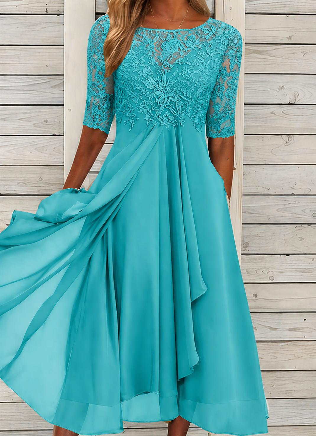 Robe Longue Femme en Dentelle de Cérémonie - Sophie