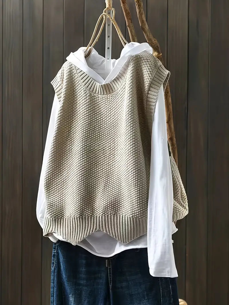 Marie - Pull ras du cou sans manches pour femme