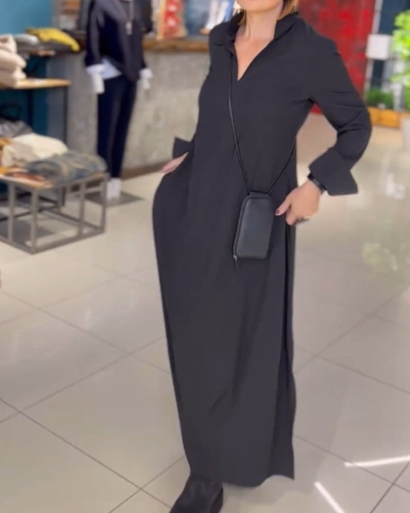 Robe Longue Femme Noire Élégante - Charlotte