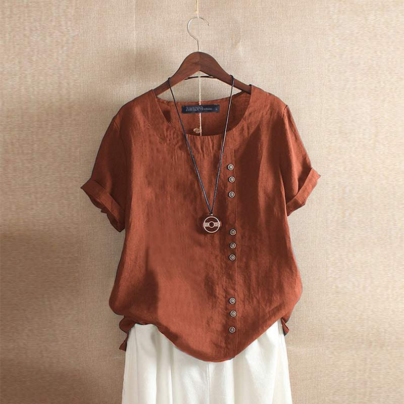 Chemise Femme En Lin Manches Courtes BohĂšme - Iris
