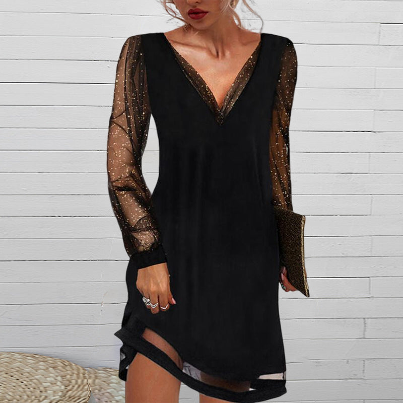 Lucie - Robe De SoirĂ©e ĂlĂ©gante Manches Paillettes Femme