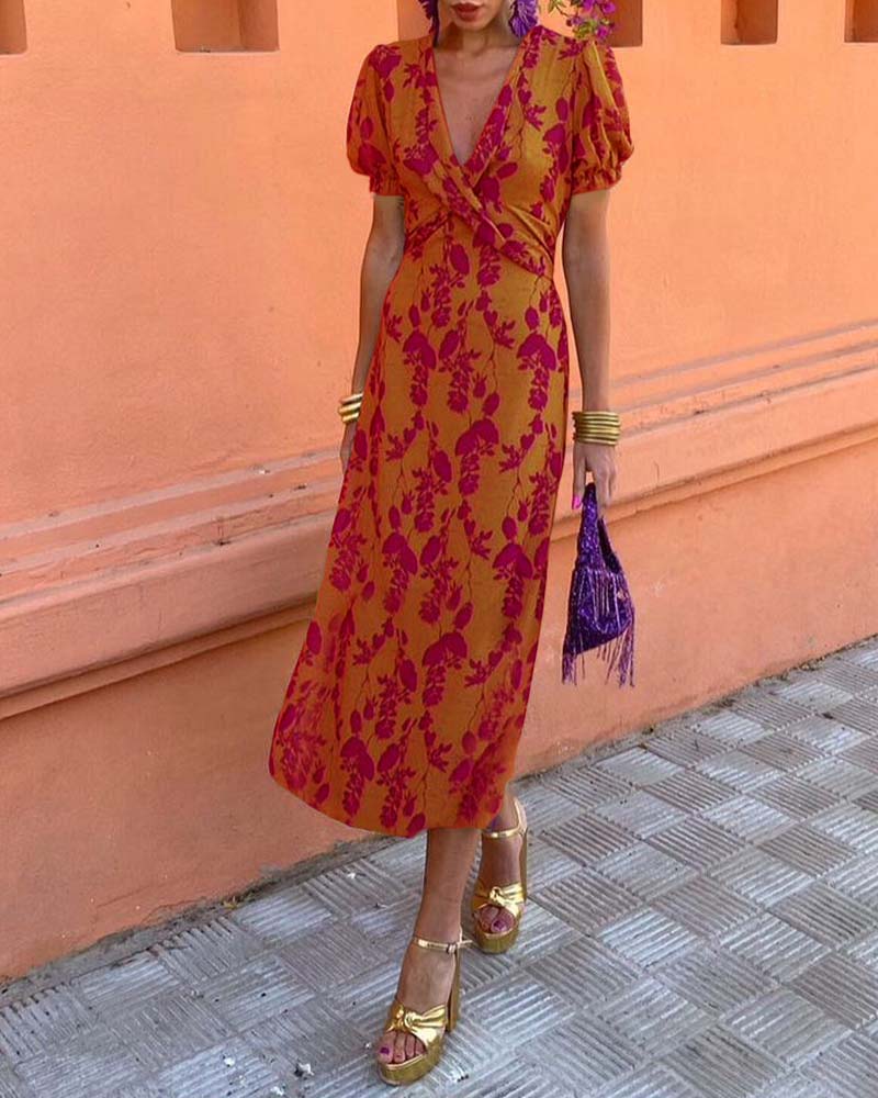 Robe Longue Femme Fleurie Cache-Cœur - Chloé