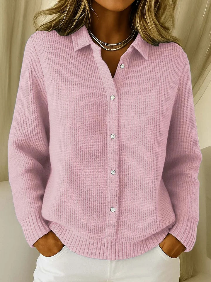 Nathalie - Gilet Élégant Maille Col Boutonné