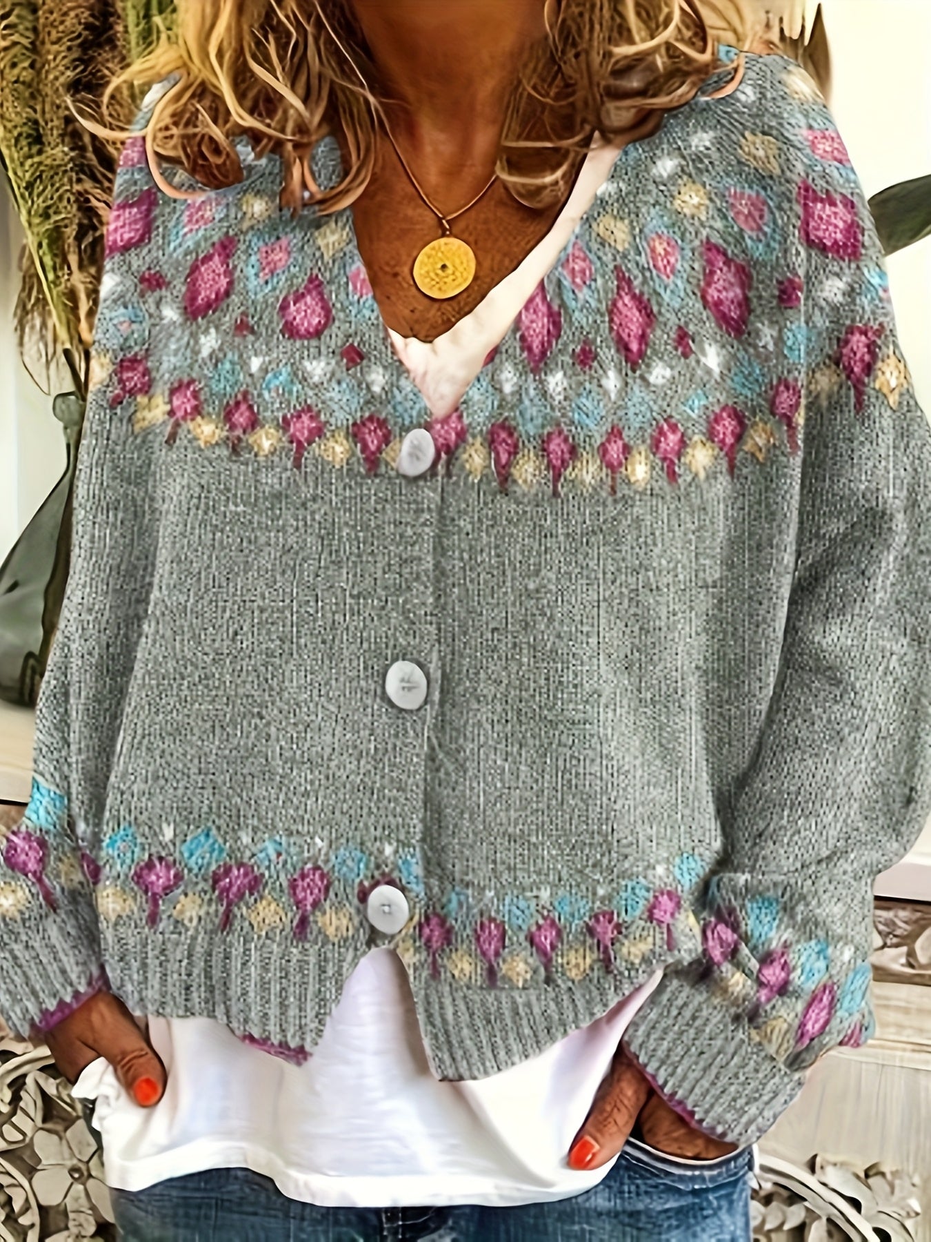 Élodie - Cardigan Féminin Bohème Col V