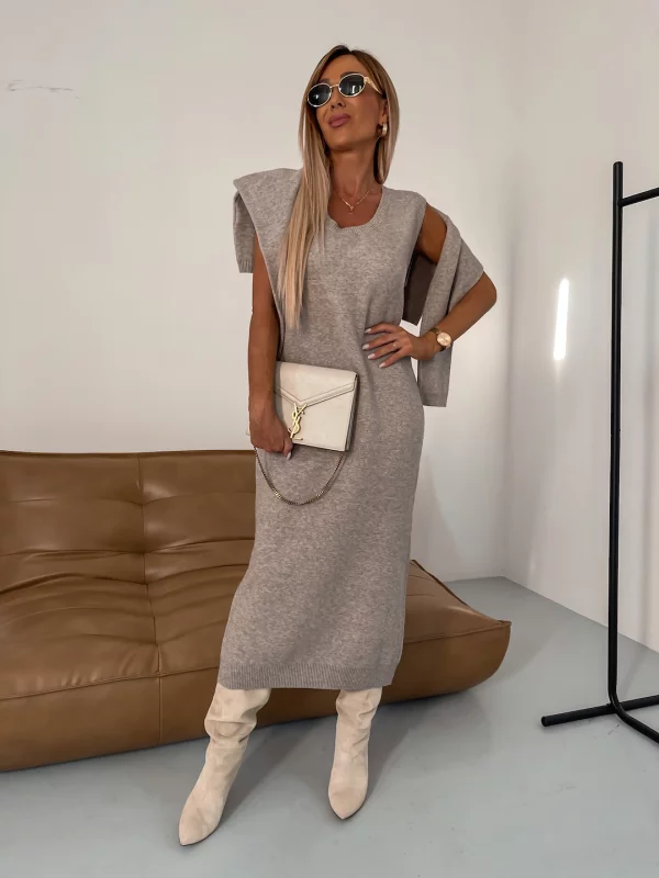 Odile - Ensemble Robe Midi Avec Col Roulé