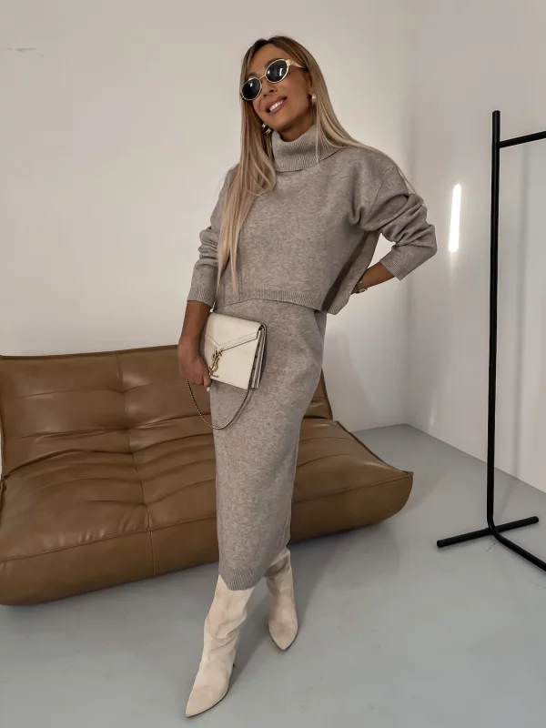 Odile - Ensemble Robe Midi Avec Col Roulé
