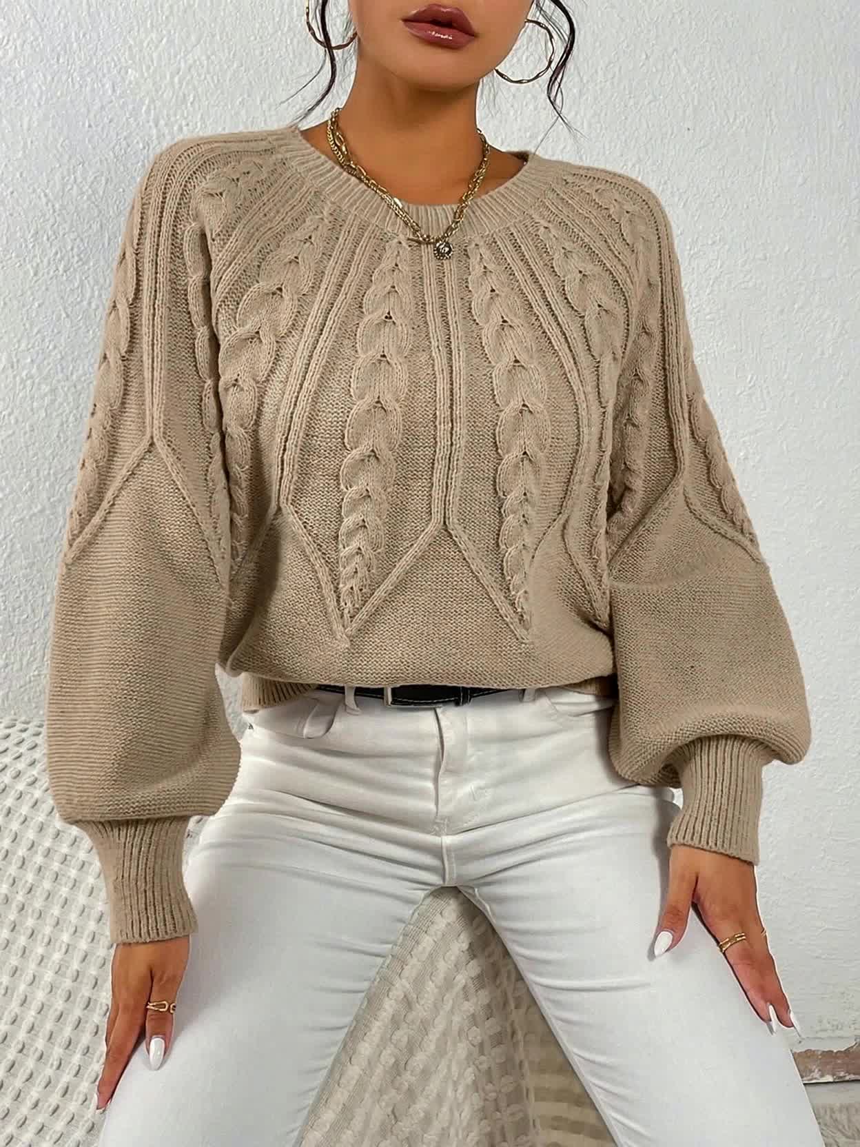 Sophie - Pull Élégant Torsadé Manches Bouffantes