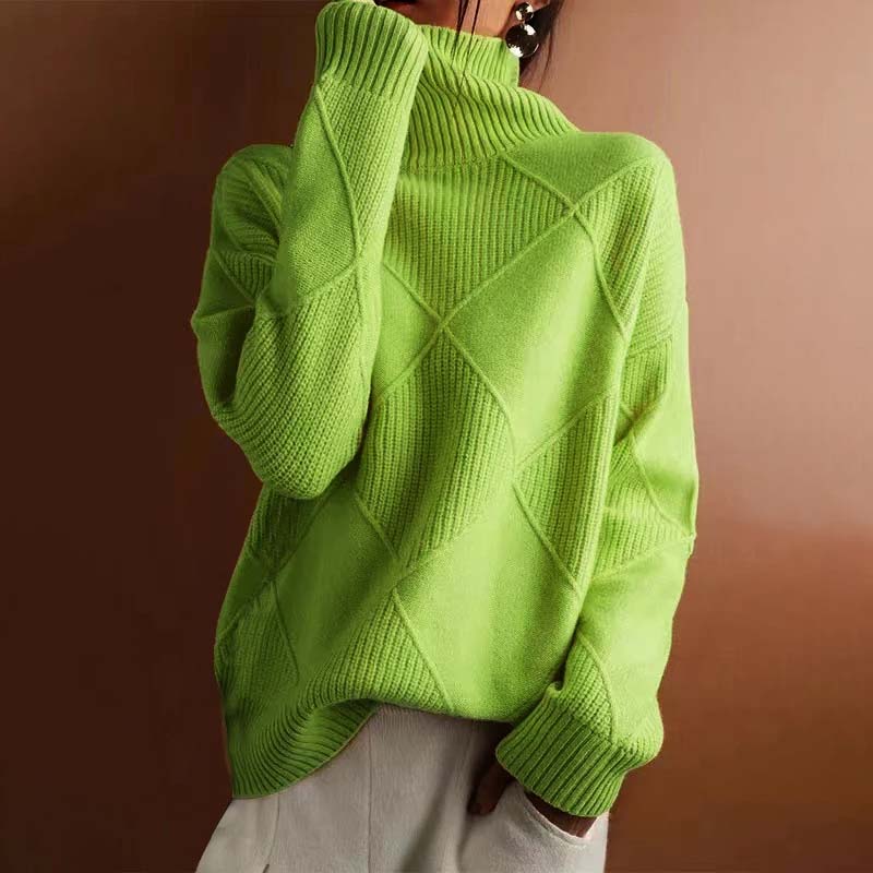 Émilie - Pull Élégant Oversize Col Roulé