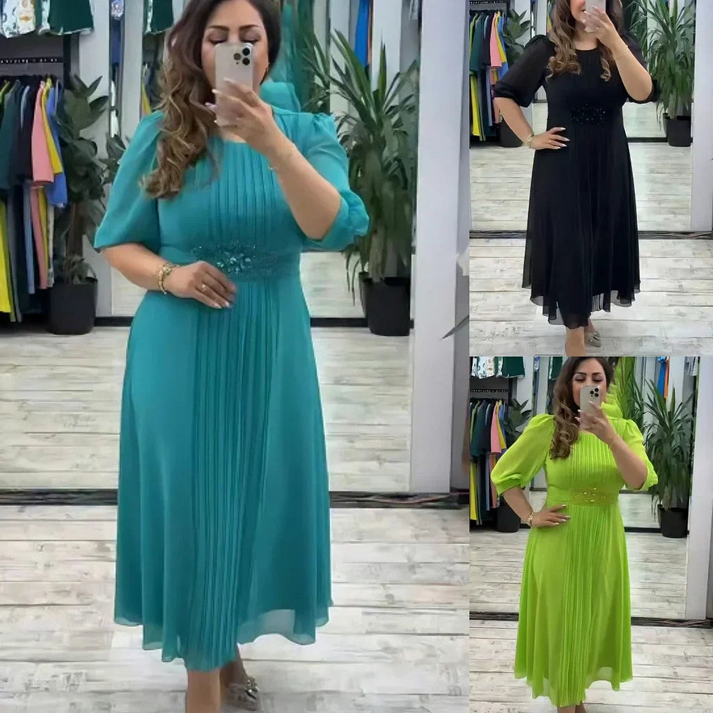 Delphine - Robe Mi-Longue Femme Élégante