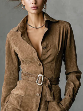 Robe midi femme en suède chic - Louise
