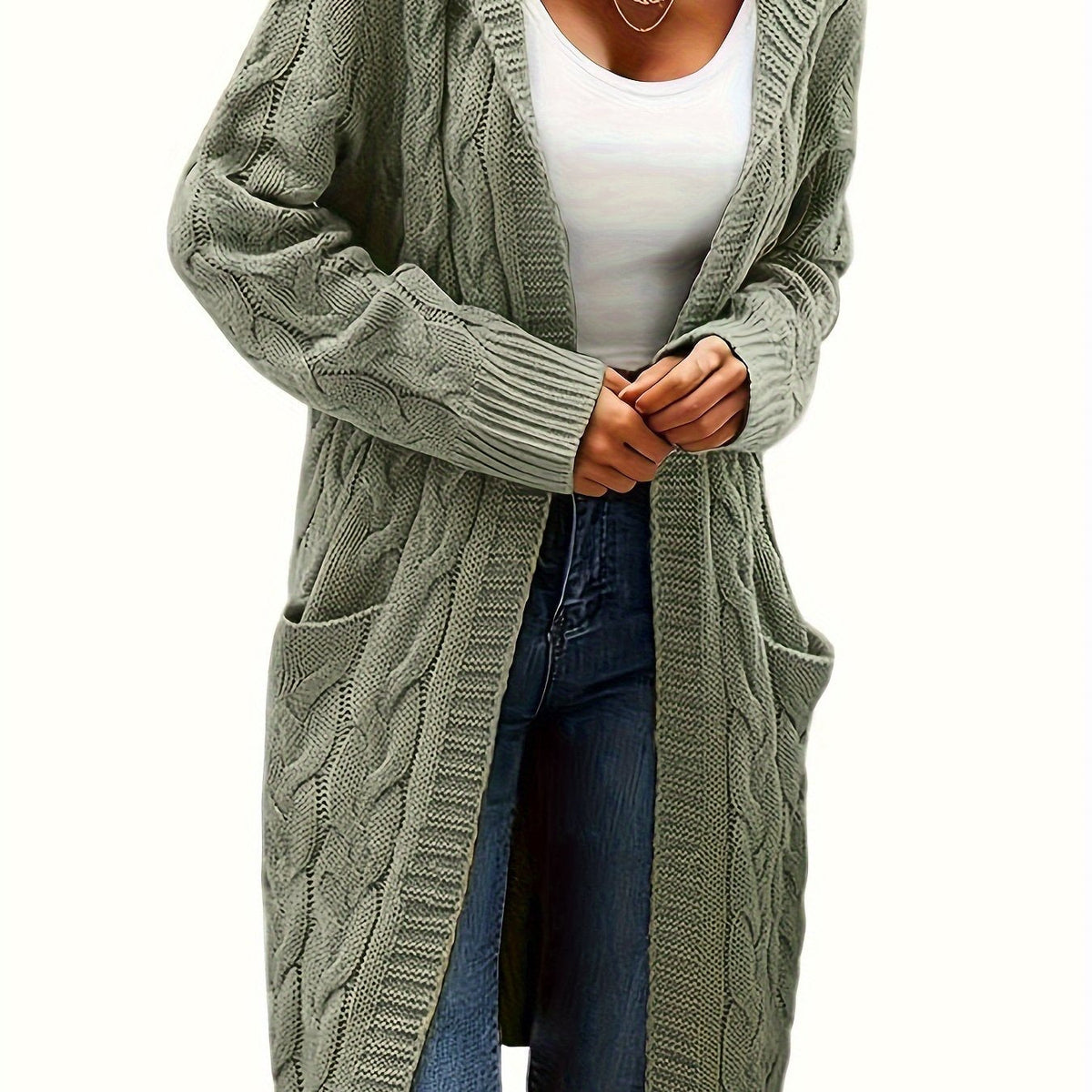 Aurélie - Cardigan Élégant Maxi Torsadé