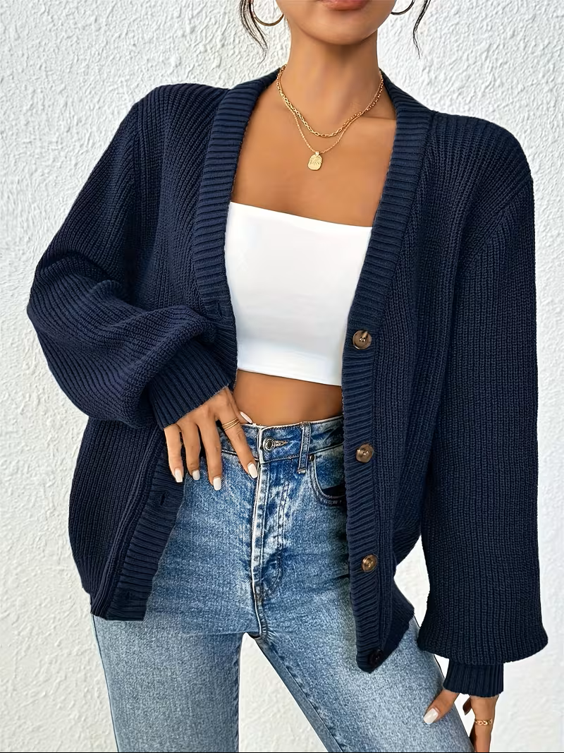 Camille - Cardigan Élégant Oversize Boutonné