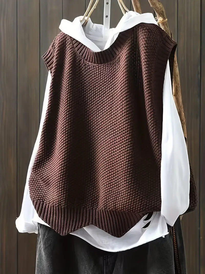 Marie - Pull ras du cou sans manches pour femme