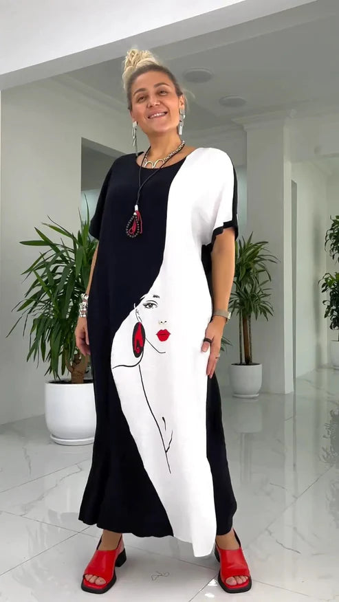 Valérie - Robe Longue Femme Ample Imprimée