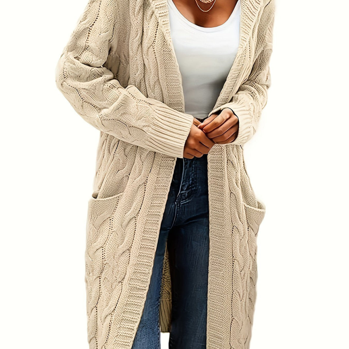 Aurélie - Cardigan Élégant Maxi Torsadé