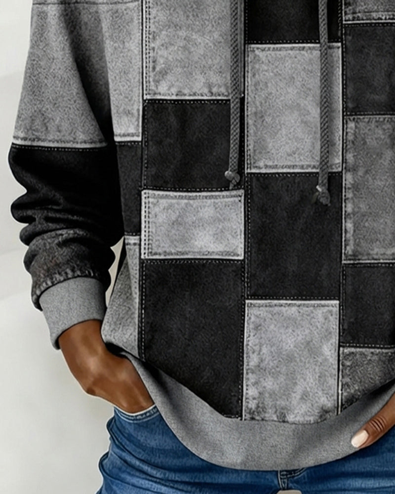 Chloé - Sweat à Capuche Chic Imprimé Patchwork