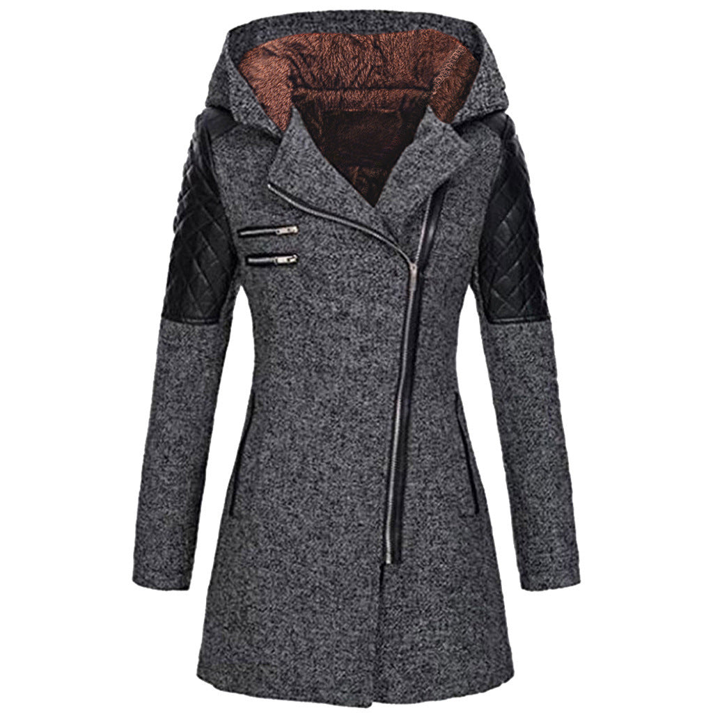 Manon - Manteau Élégant Long Zippé Asymétrique