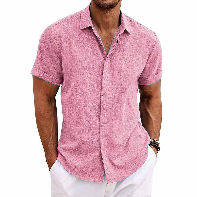 Theo - Chemise Lin Manches Courtes Décontractée Homme
