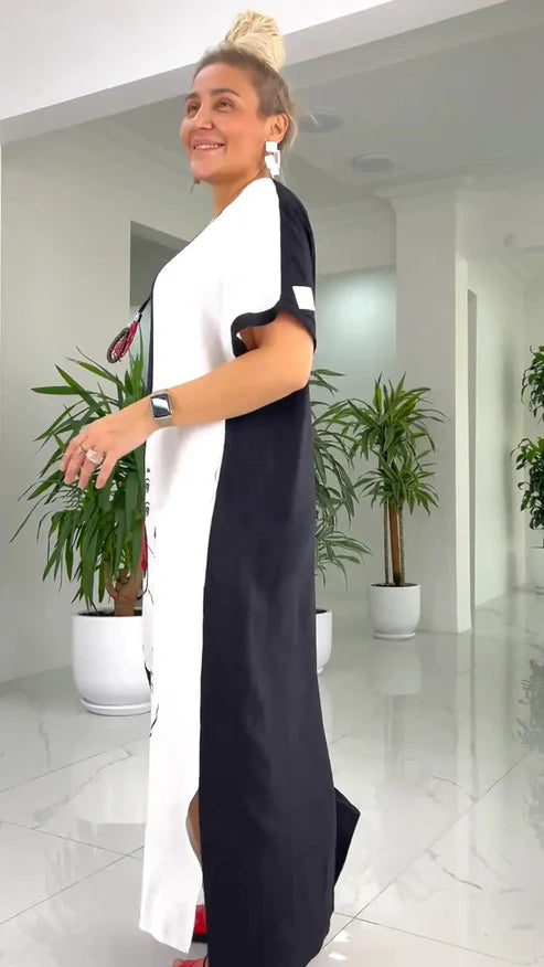 Valérie - Robe Longue Femme Ample Imprimée