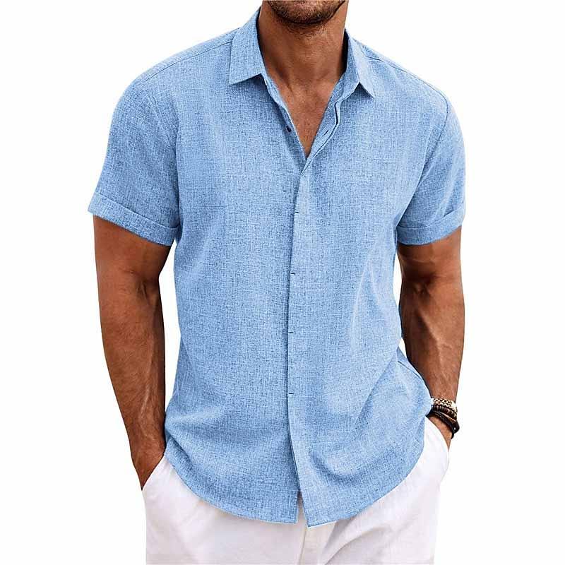 Vito - Chemise en Lin Manches Courtes Casual ĂtĂ© Tendance Homme